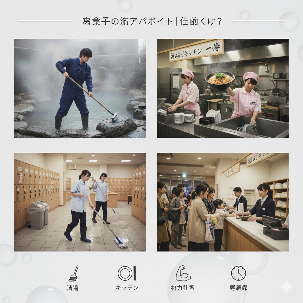 竜泉寺の湯アルバイトの口コミ｜仕事内容はきつい？