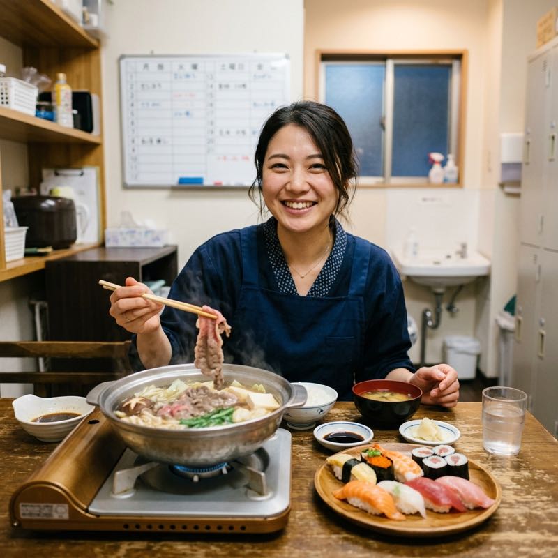 ゆず庵スタッフのまかないの様子