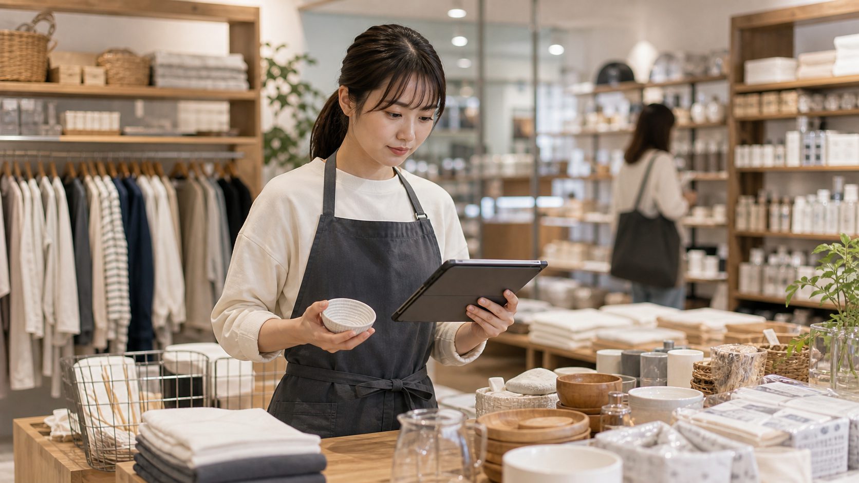 無印良品バイトで商品知識や在庫確認に気を使う場面の画像