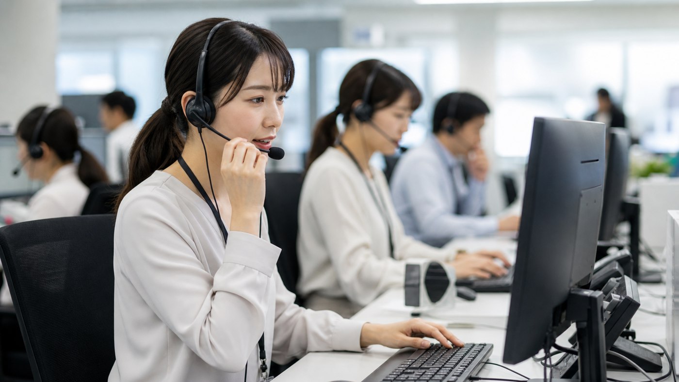 コールセンターバイトで電話対応をするオペレーターのイメージ