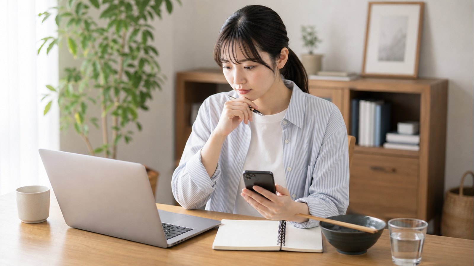 なか卯バイトに応募する前にシフトや仕事内容を確認するイメージ