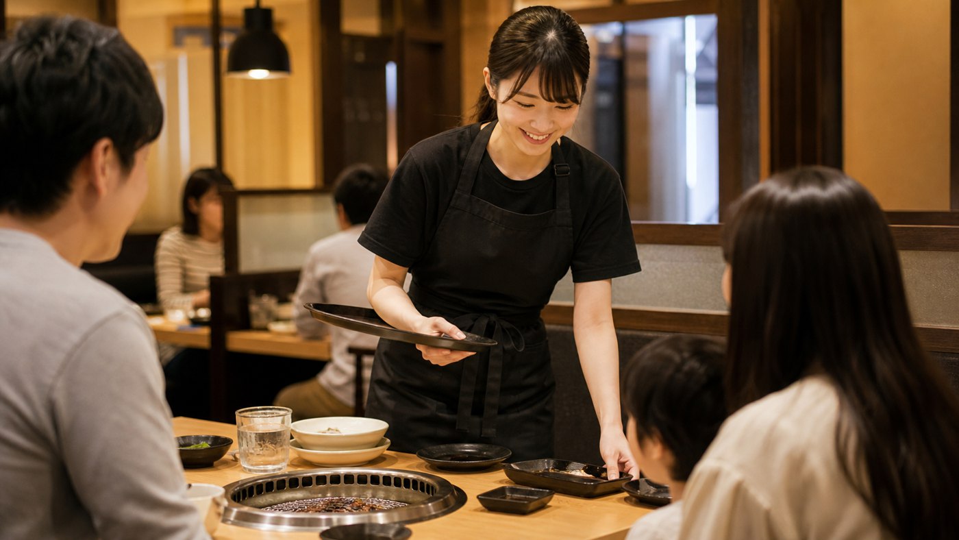 焼肉きんぐバイトのホール対応を想定した飲食店スタッフのイメージ