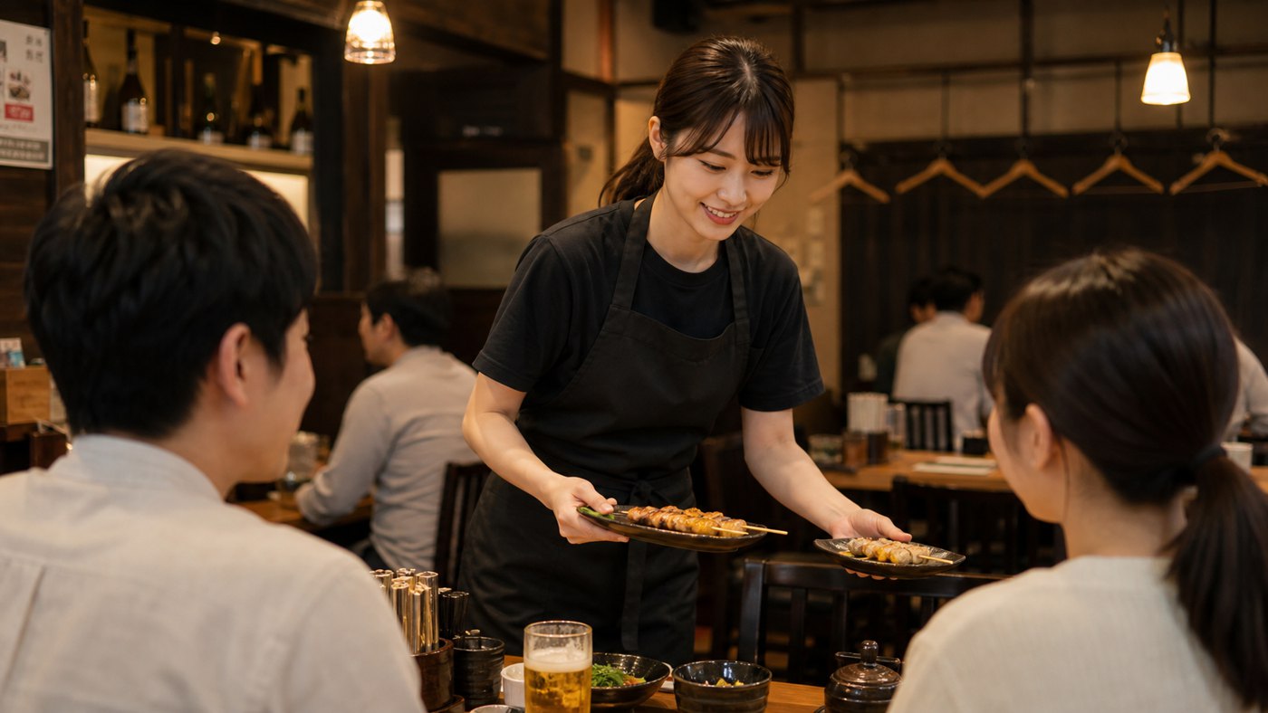 鳥貴族バイトのホール対応を想定した居酒屋スタッフのイメージ