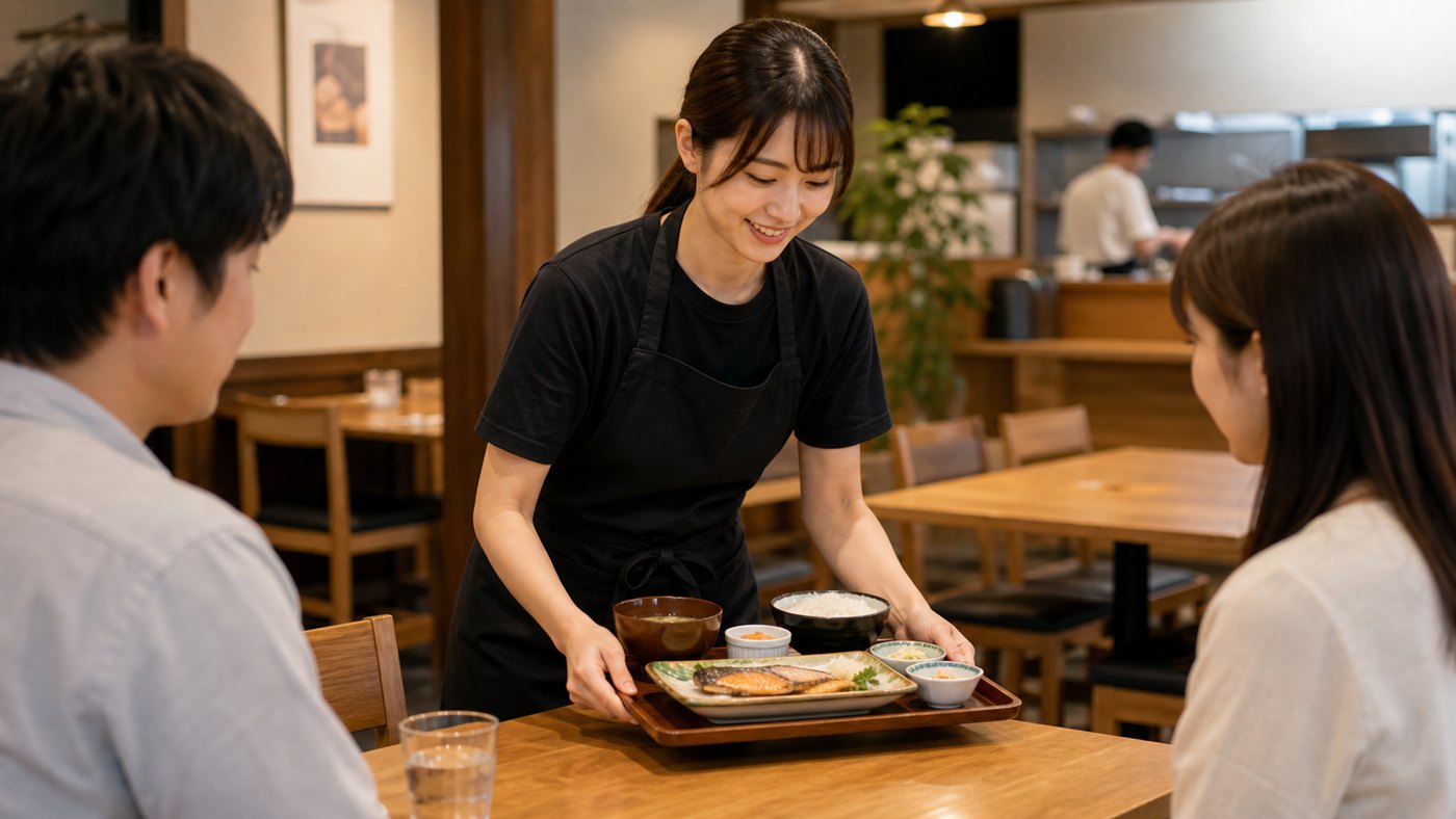 大戸屋バイトのホール対応を想定した定食店スタッフのイメージ