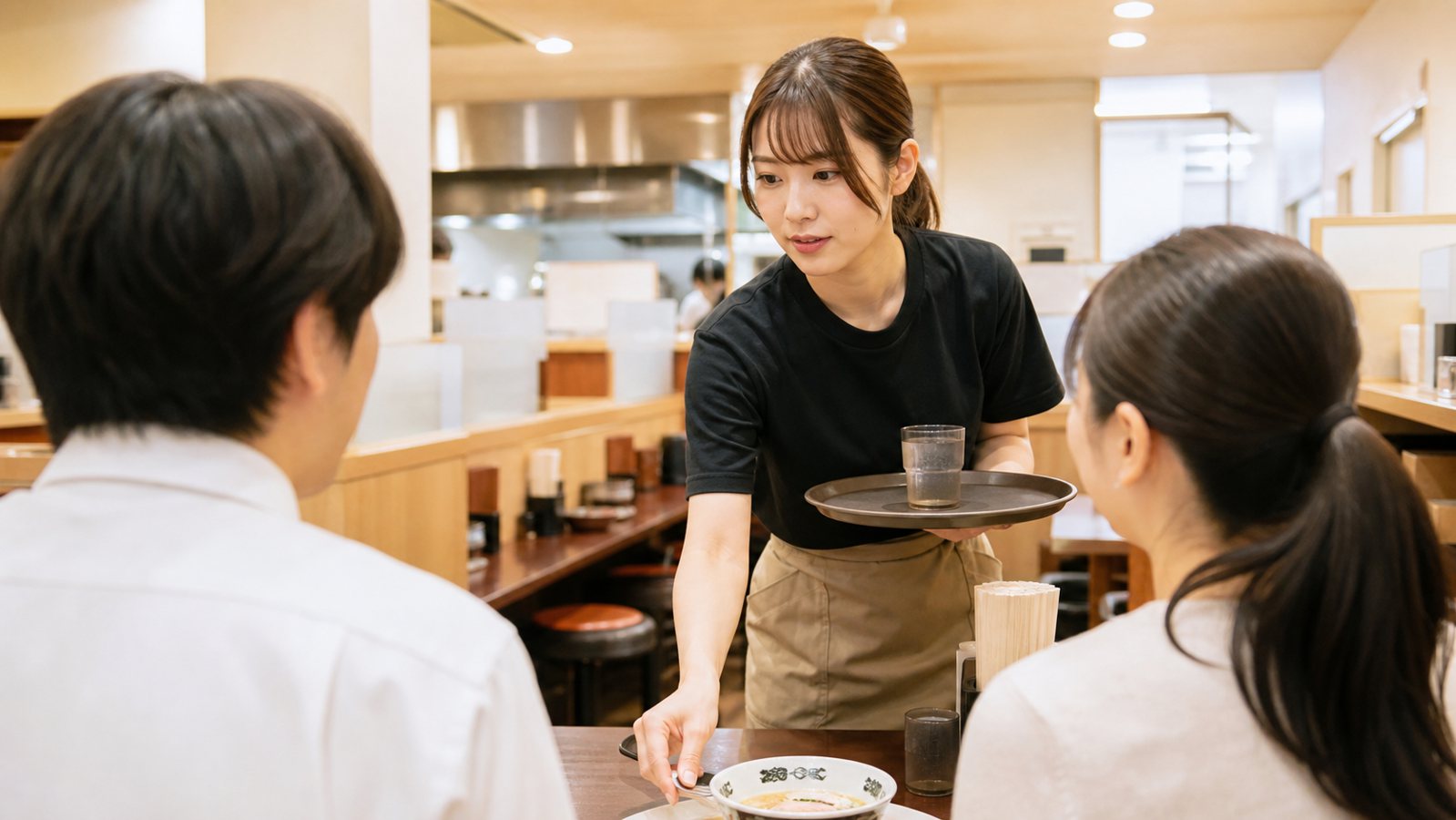 日高屋バイトのホール接客を想定した忙しい飲食店のイメージ