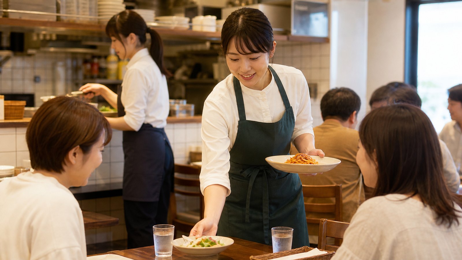 ジョリーパスタバイトでホール接客をするスタッフのイメージ