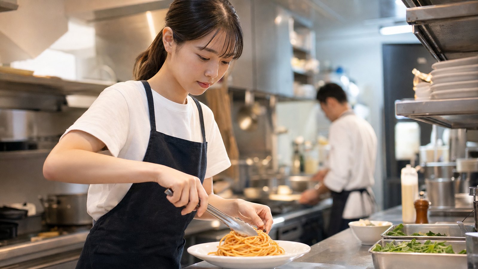 ジョリーパスタバイトでキッチン作業をするスタッフのイメージ