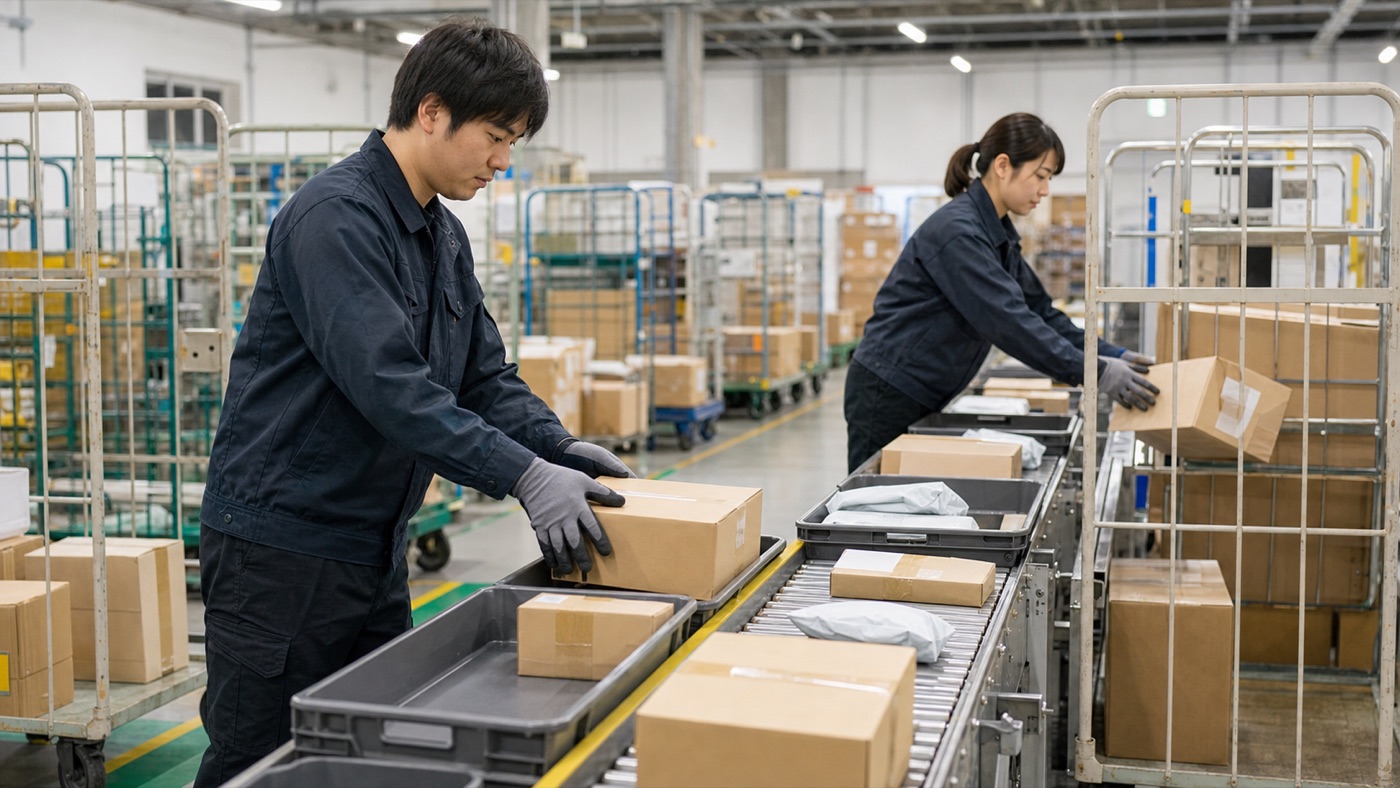 ヤマト運輸仕分けバイトで荷物を配達地域別に仕分ける作業のイメージ