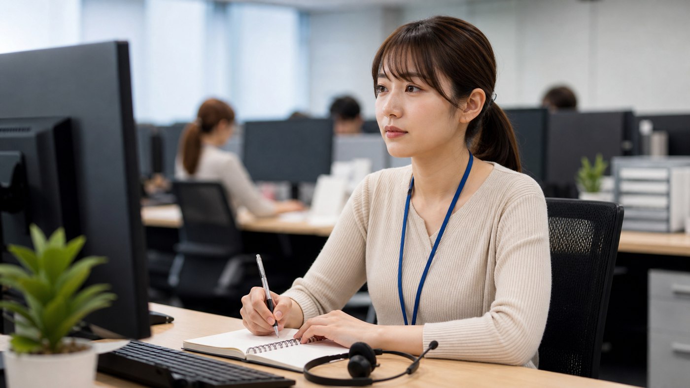 コールセンターバイトで対応内容をメモする人のイメージ