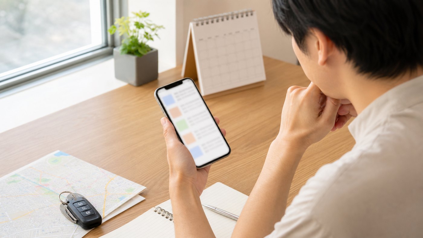 レンタカーバイトへ応募する前にシフトや仕事内容を比較するイメージ