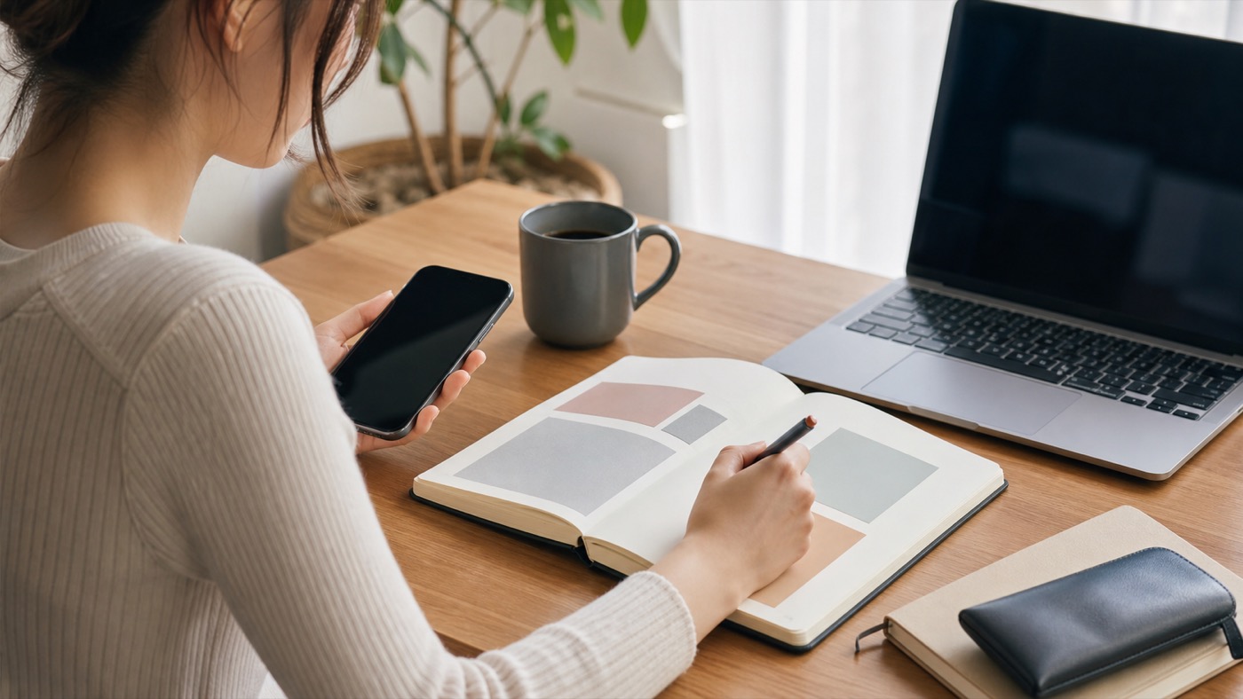 未経験者がスマホ副業と在宅ワークの使い分けを考える様子