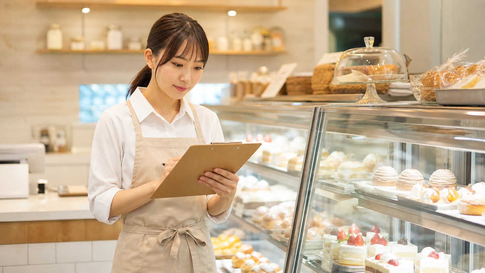 シャトレーゼバイトの口コミ評判を応募前に確認するスイーツ店スタッフのイメージ