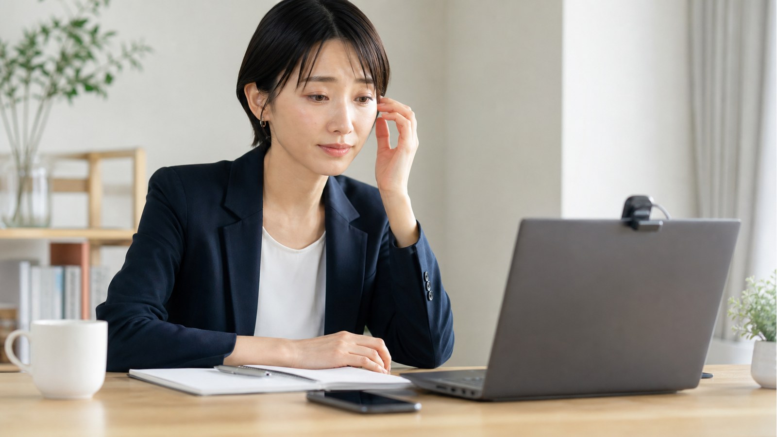 在宅ワークのオンライン面接に備える未経験者のイメージ
