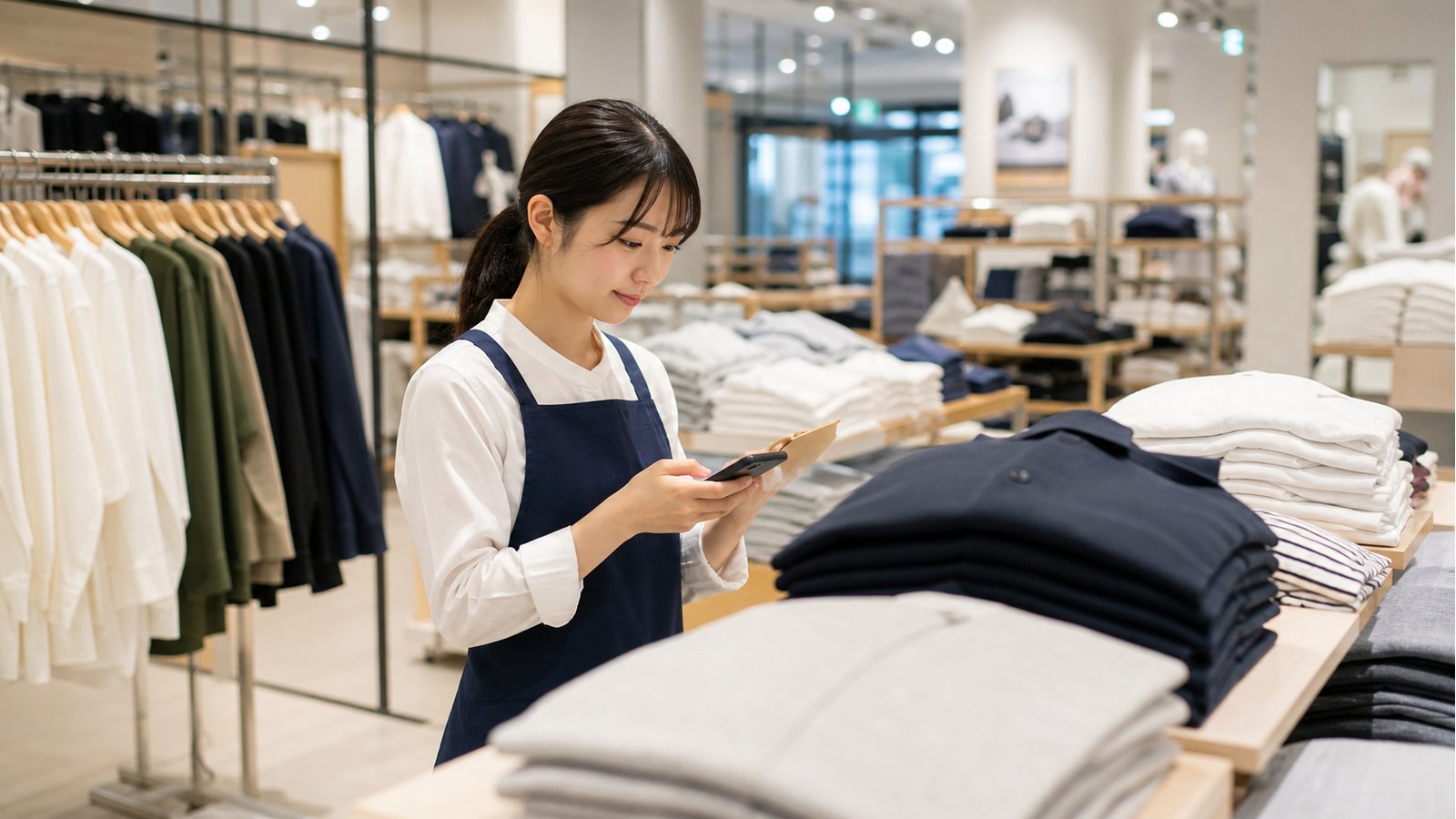GUバイトがきついか応募前に確認するアパレル店スタッフのイメージ