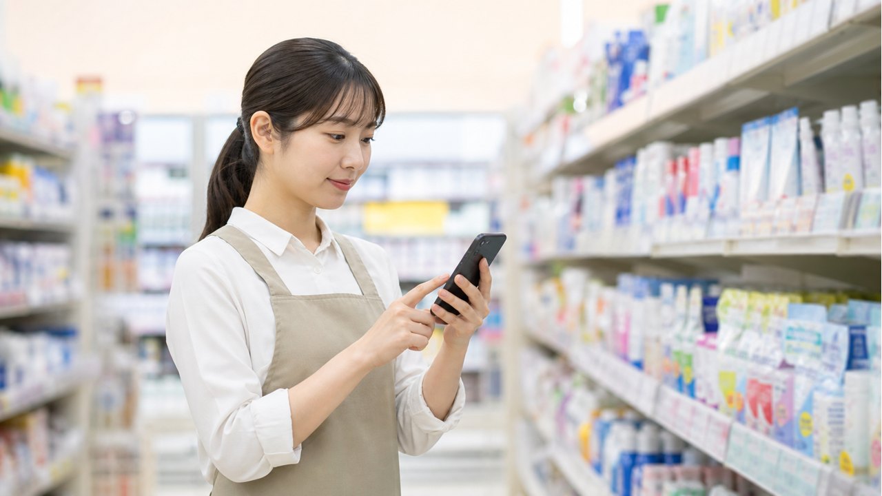 マツキヨバイトの口コミを見る前に仕事内容を確認するドラッグストアスタッフのイメージ
