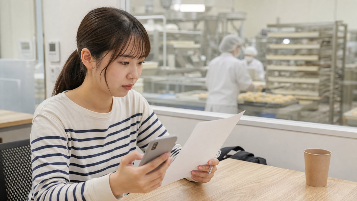 山崎パンバイトの仕事内容やきつい点を応募前に確認する人のイメージ