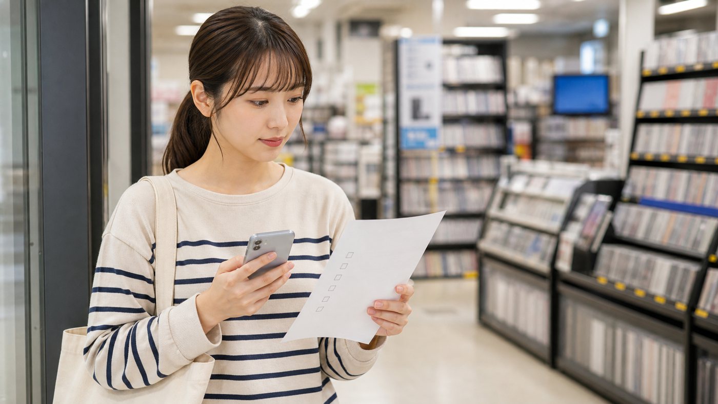 ゲオバイトの仕事内容やきつい点を応募前に確認する人のイメージ