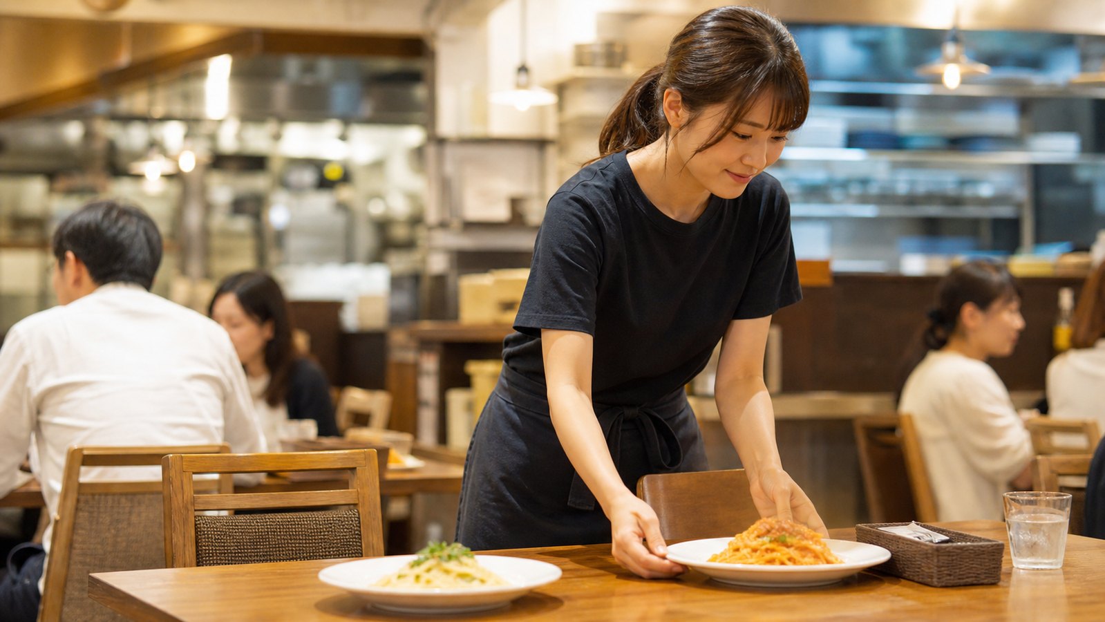 ジョリーパスタバイトの口コミや仕事内容を応募前に確認するホールスタッフのイメージ