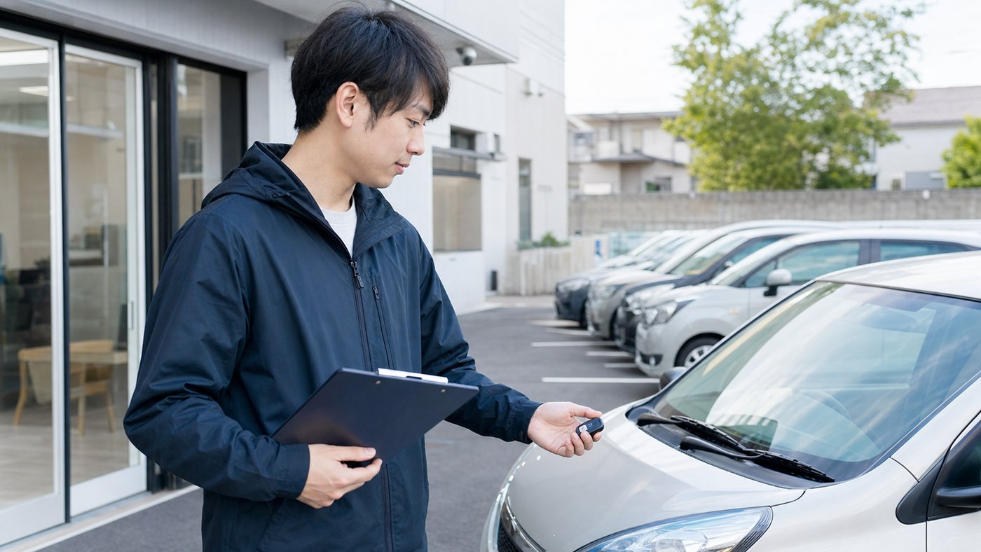 レンタカーバイトがきついか応募前に車両確認の仕事内容を見るイメージ