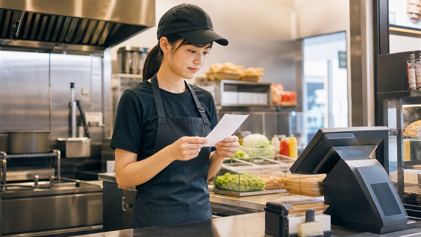 モスバーガーバイトがきついか応募前に仕事内容を確認するスタッフのイメージ