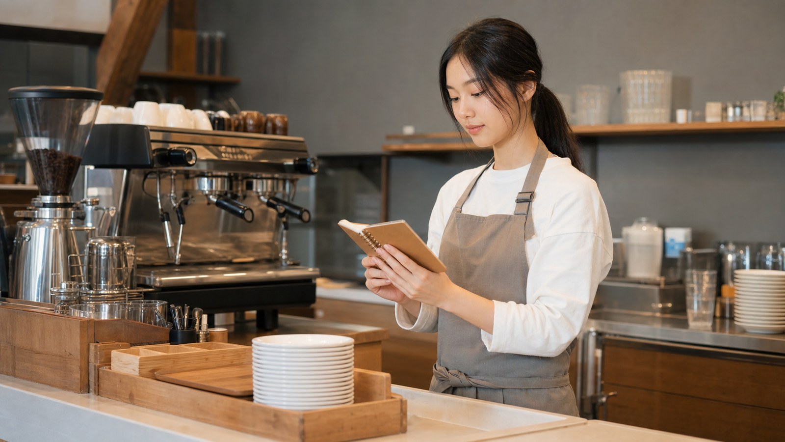 ドトールバイトの口コミ評判を応募前に確認するカフェスタッフのイメージ