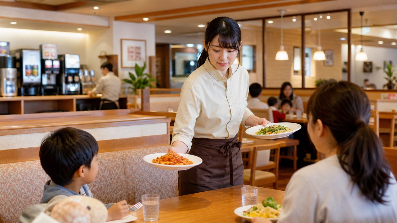 サイゼリヤバイトでフロア接客をするイメージ