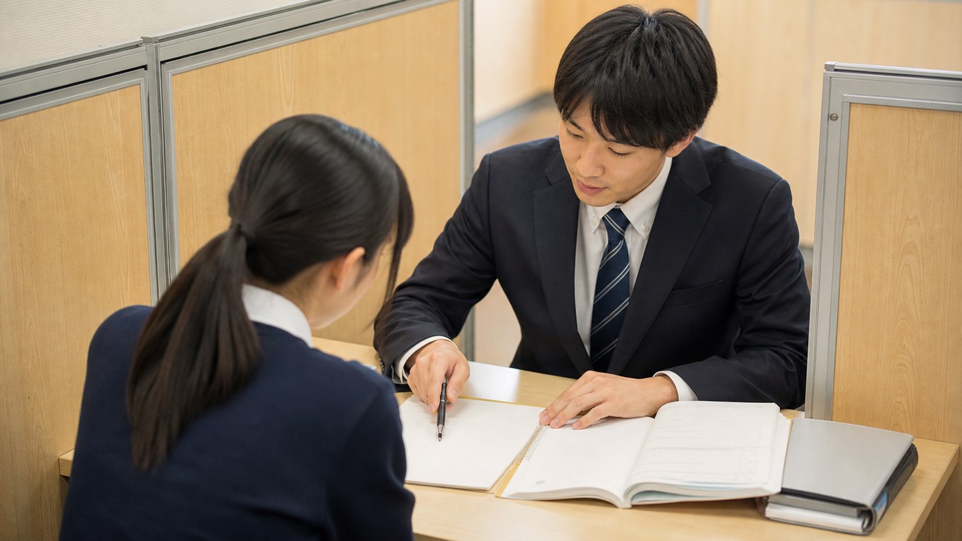 塾講師バイトで生徒に個別指導するイメージ