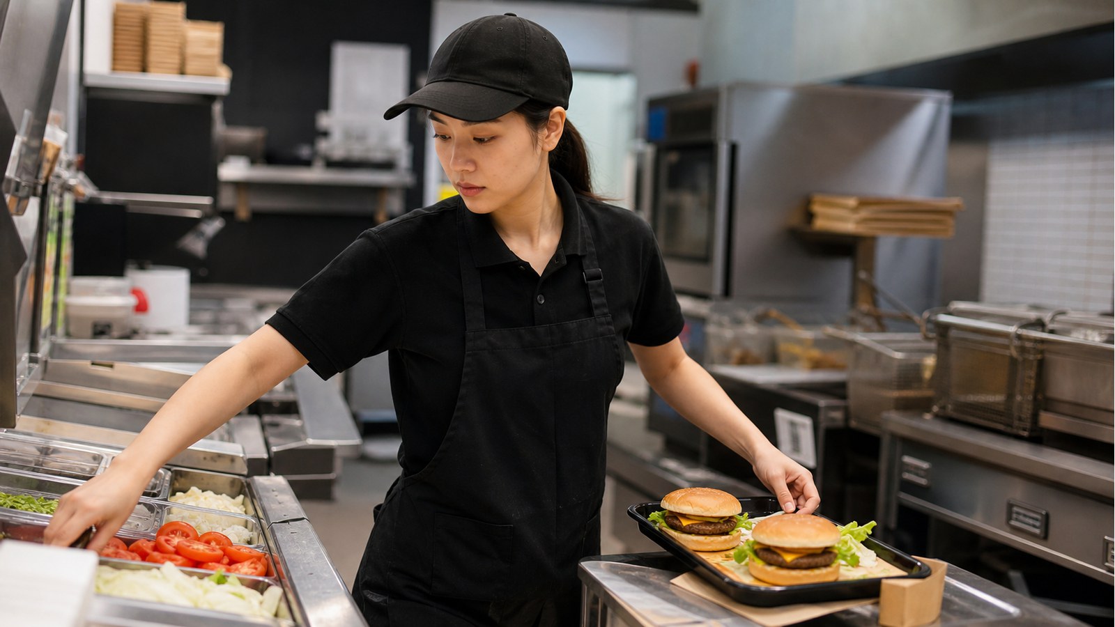バーガーキングバイトでキッチン作業や調理準備をするイメージ