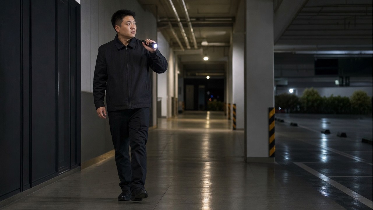 警備 バイトで夜勤や巡回を行うスタッフのイメージ