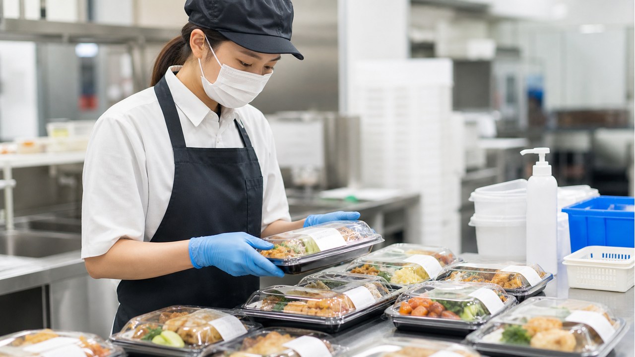 スーパー惣菜バイトでパック詰めや表示確認をするイメージ