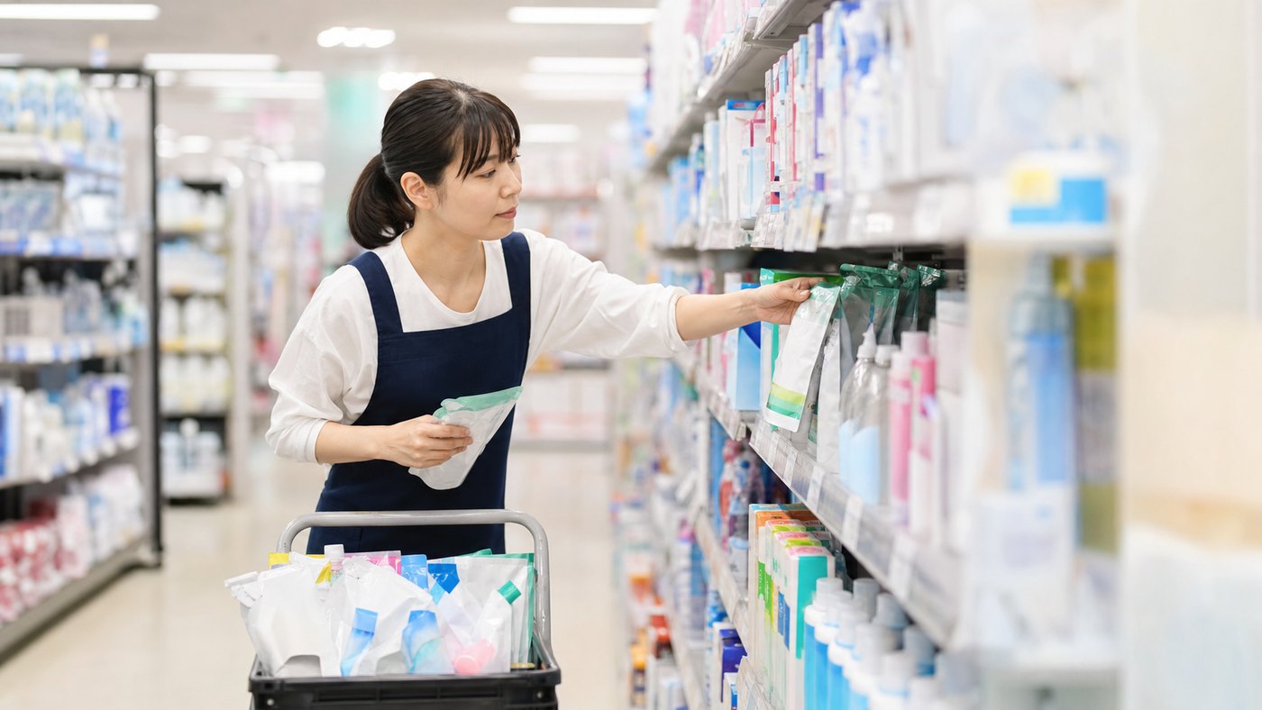 コスモスバイトで品出しや商品補充をするイメージ