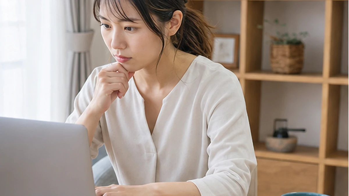 アンケートモニターの郵便物が不安で登録前に確認する様子