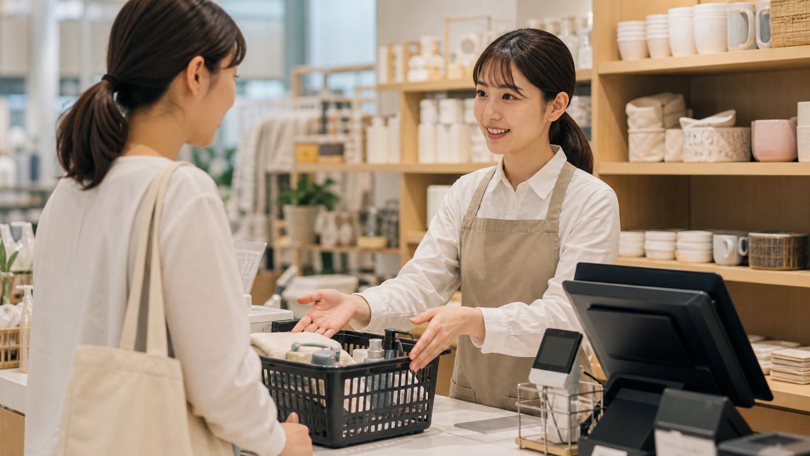 スリーコインズバイトのレジ接客を想定したイメージ