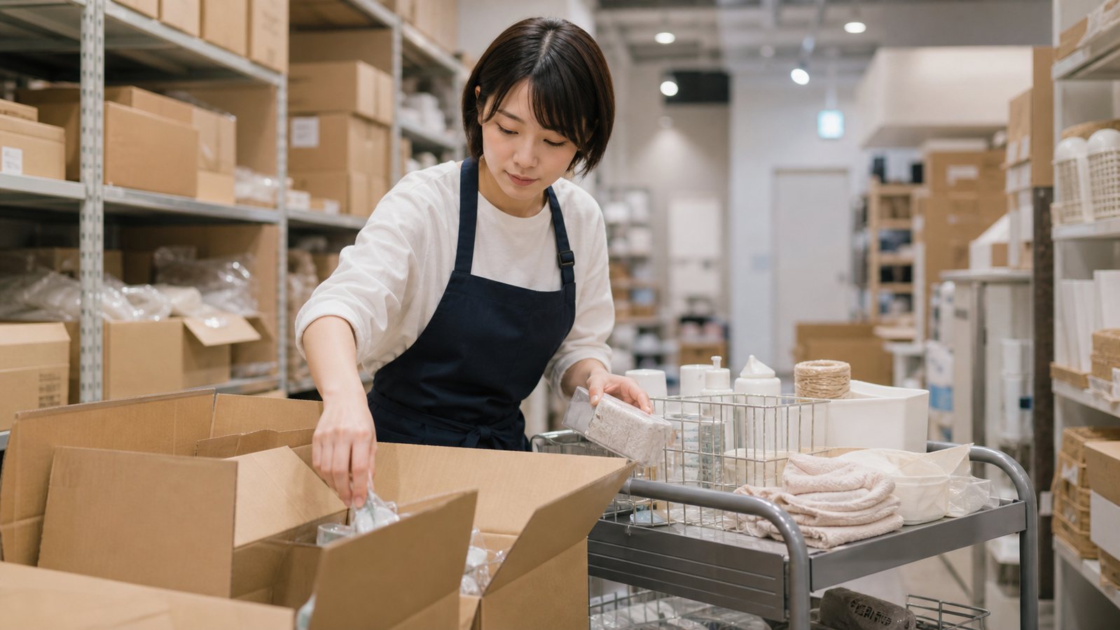 スリーコインズバイトの品出しと在庫整理を想定したイメージ