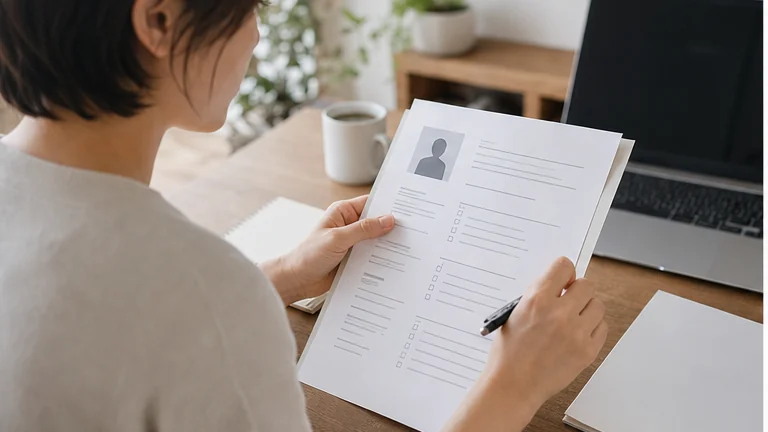 未経験で在宅ワーク応募用プロフィールを確認する様子