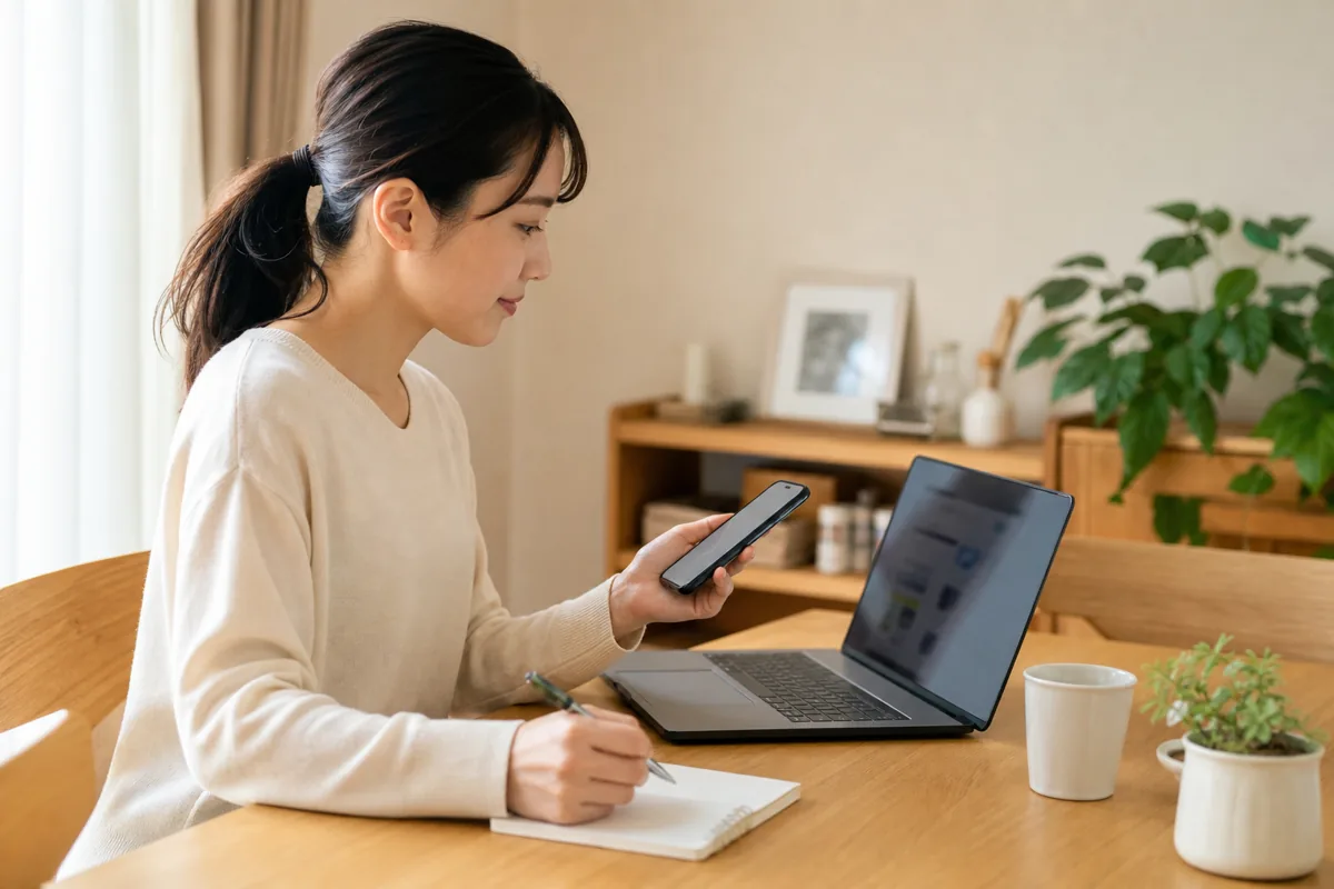 紐付け済みのPeX口座を変更する前に確認する女性