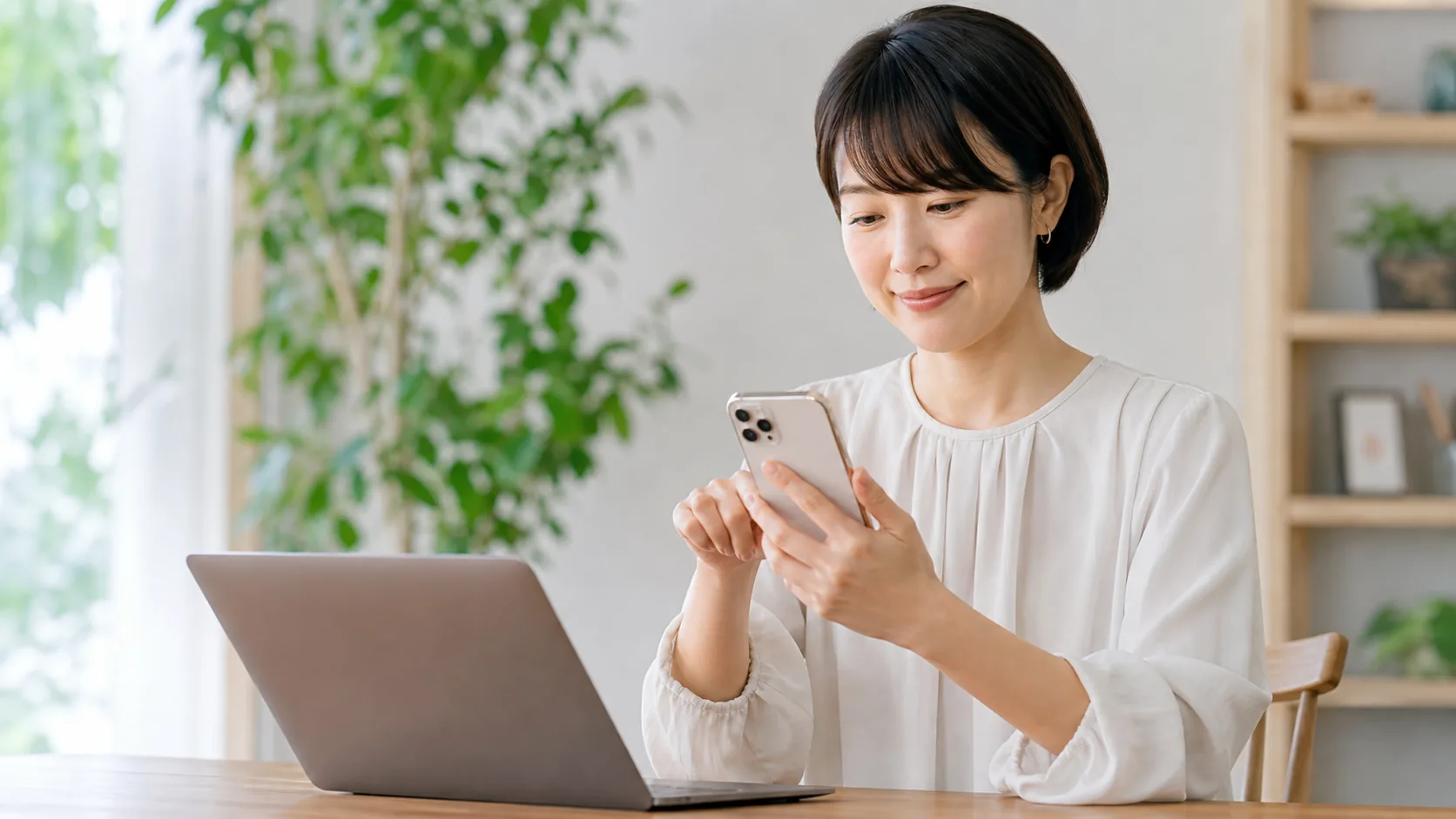 電話番号の更新を完了した女性
