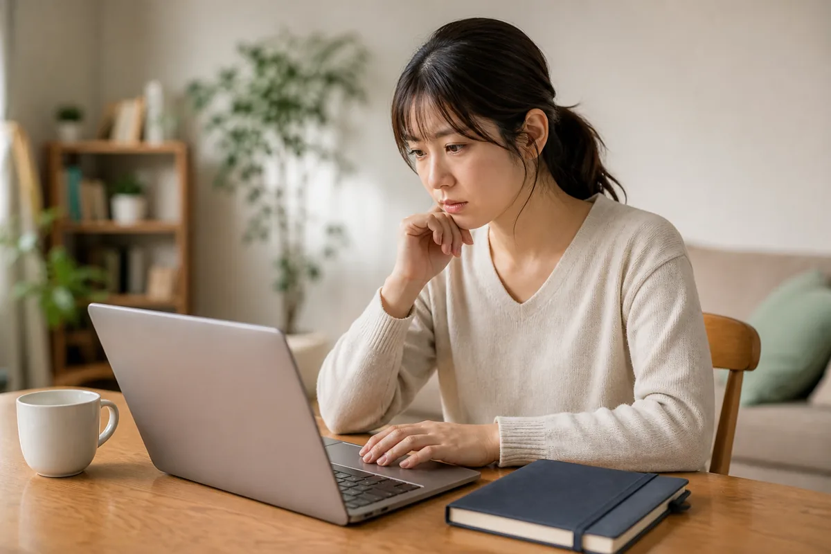 PeX口座登録エラーについて問い合わせる女性