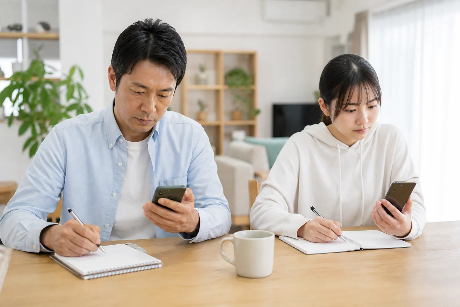 家族それぞれのメールアドレスを管理する様子