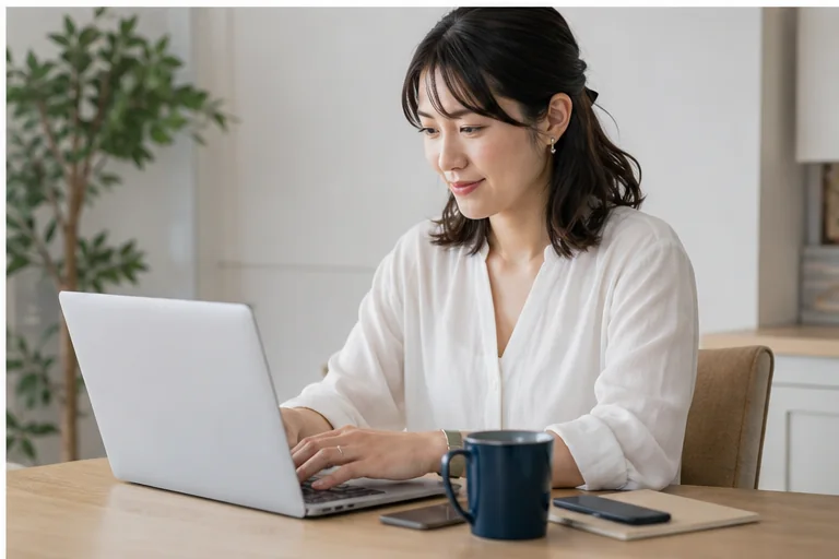 マイページで企業連絡へ返信する女性