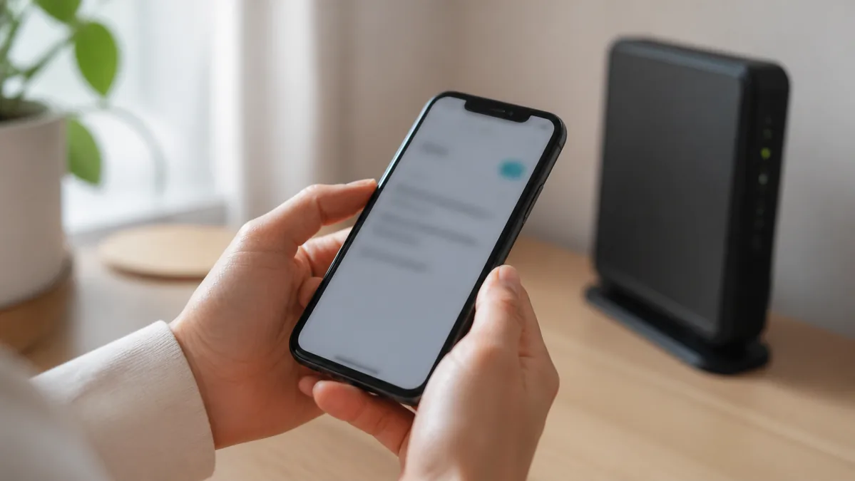 Wi-Fi環境でスマートフォンの接続を確認する手元