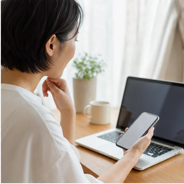 応募後に企業からの連絡を確認する女性