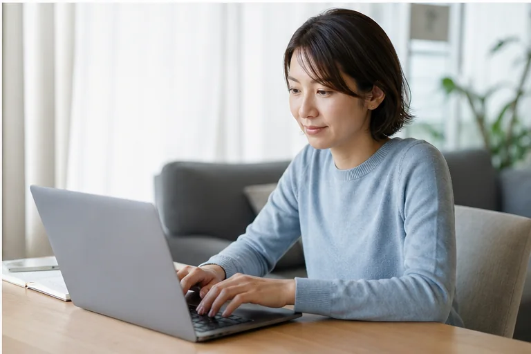 オファー内容を確認して返信する女性
