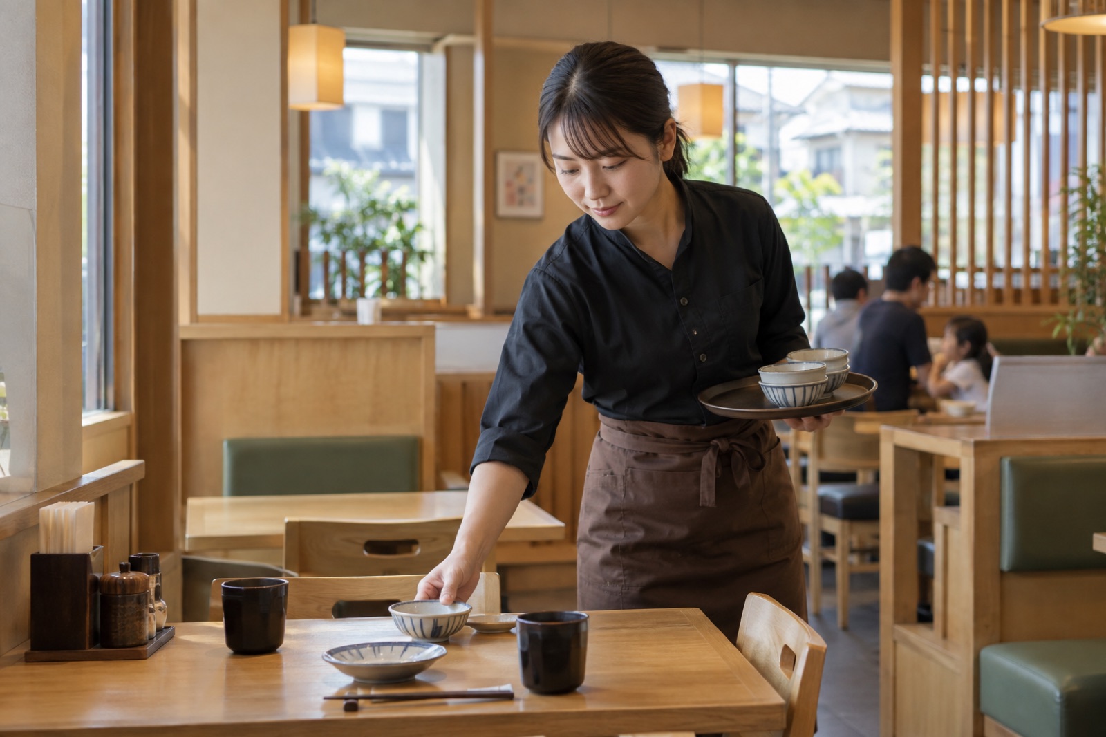 客席を整えるスタッフ