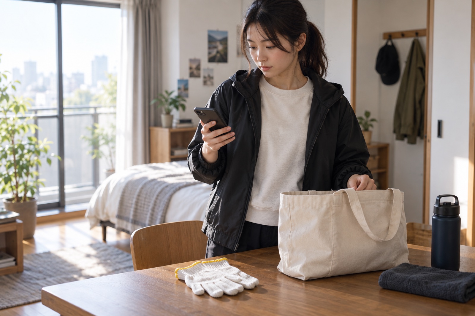 単発の仕事へ行く準備をする人