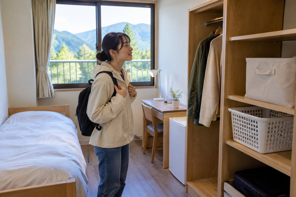寮と勤務地の条件を確認する生成画像