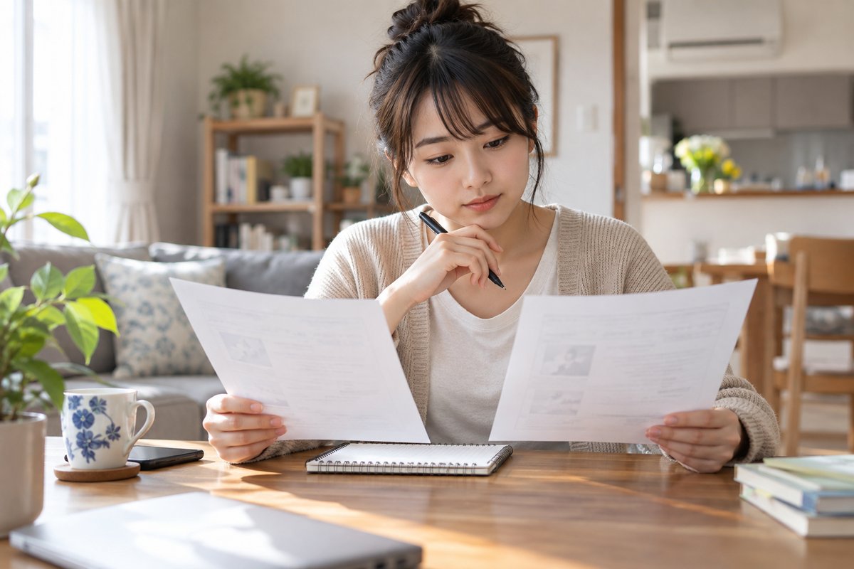 求人条件を比較する人の生成イメージ
