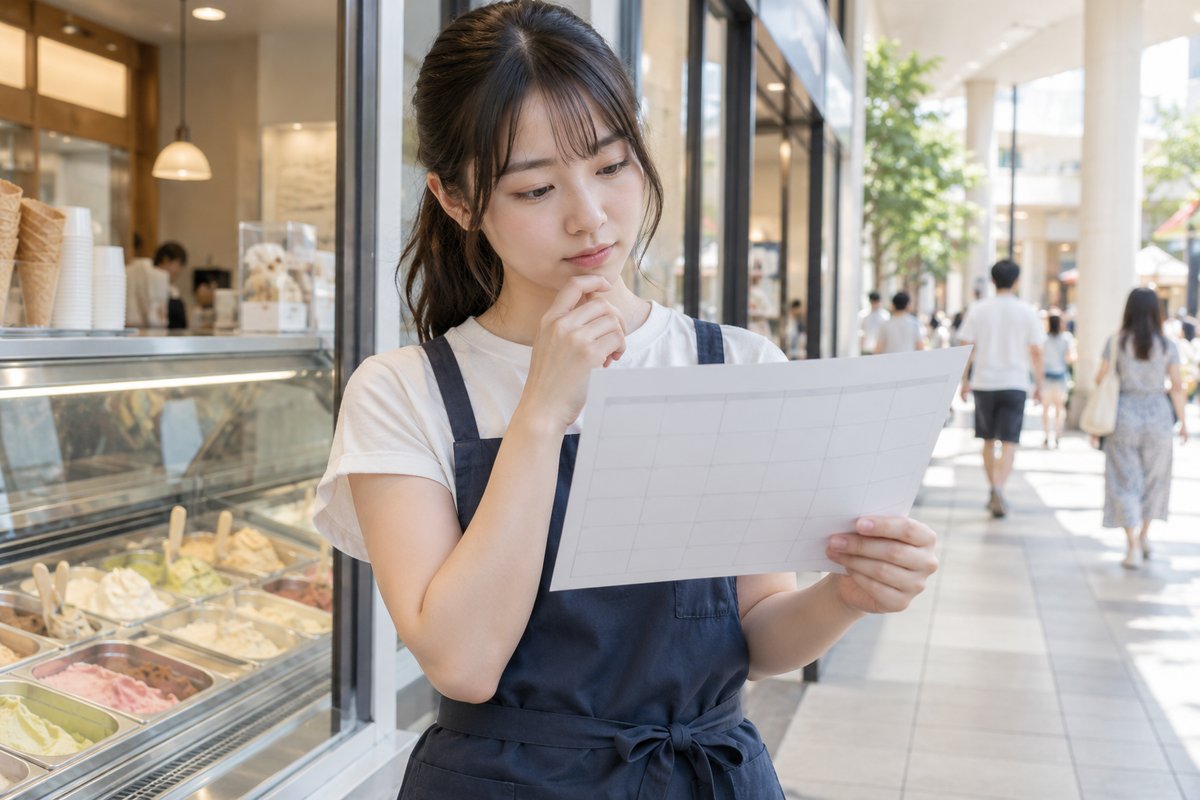 土日の勤務予定を確認する人の生成イメージ