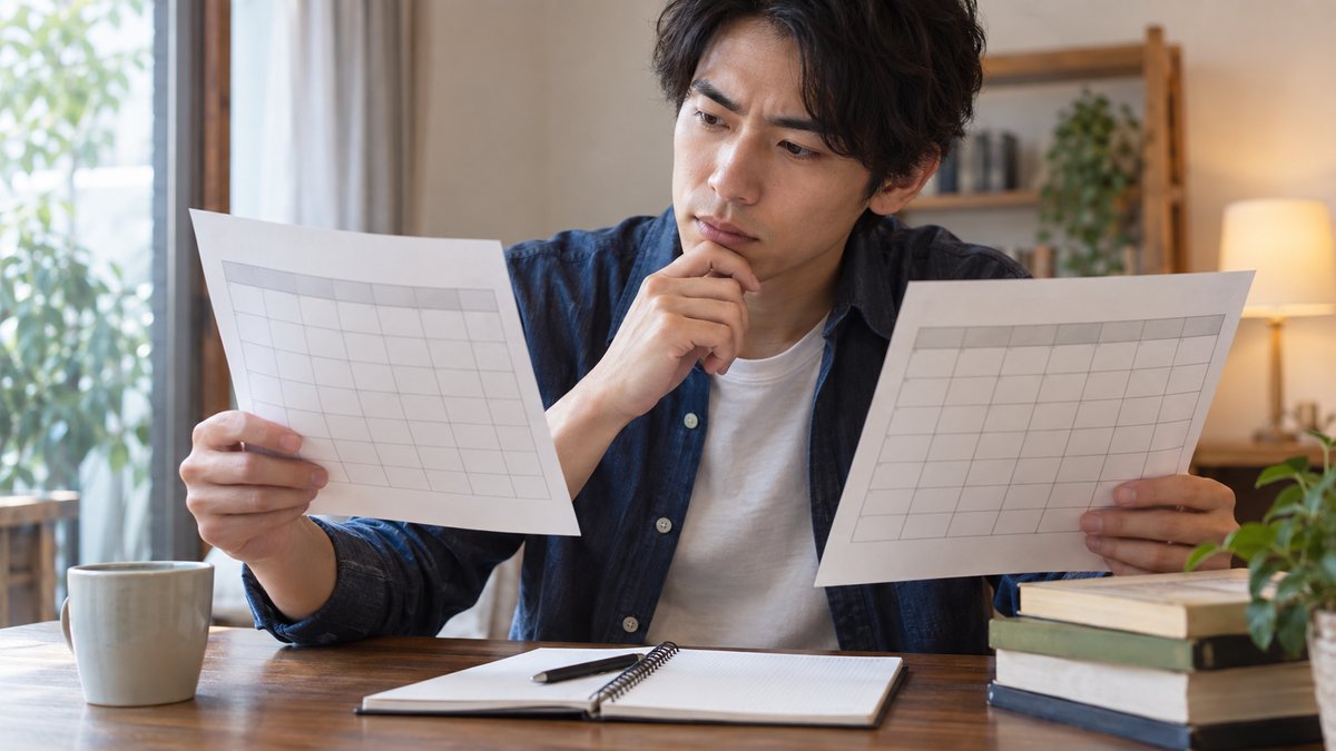 求人条件を比べる人の生成イメージ