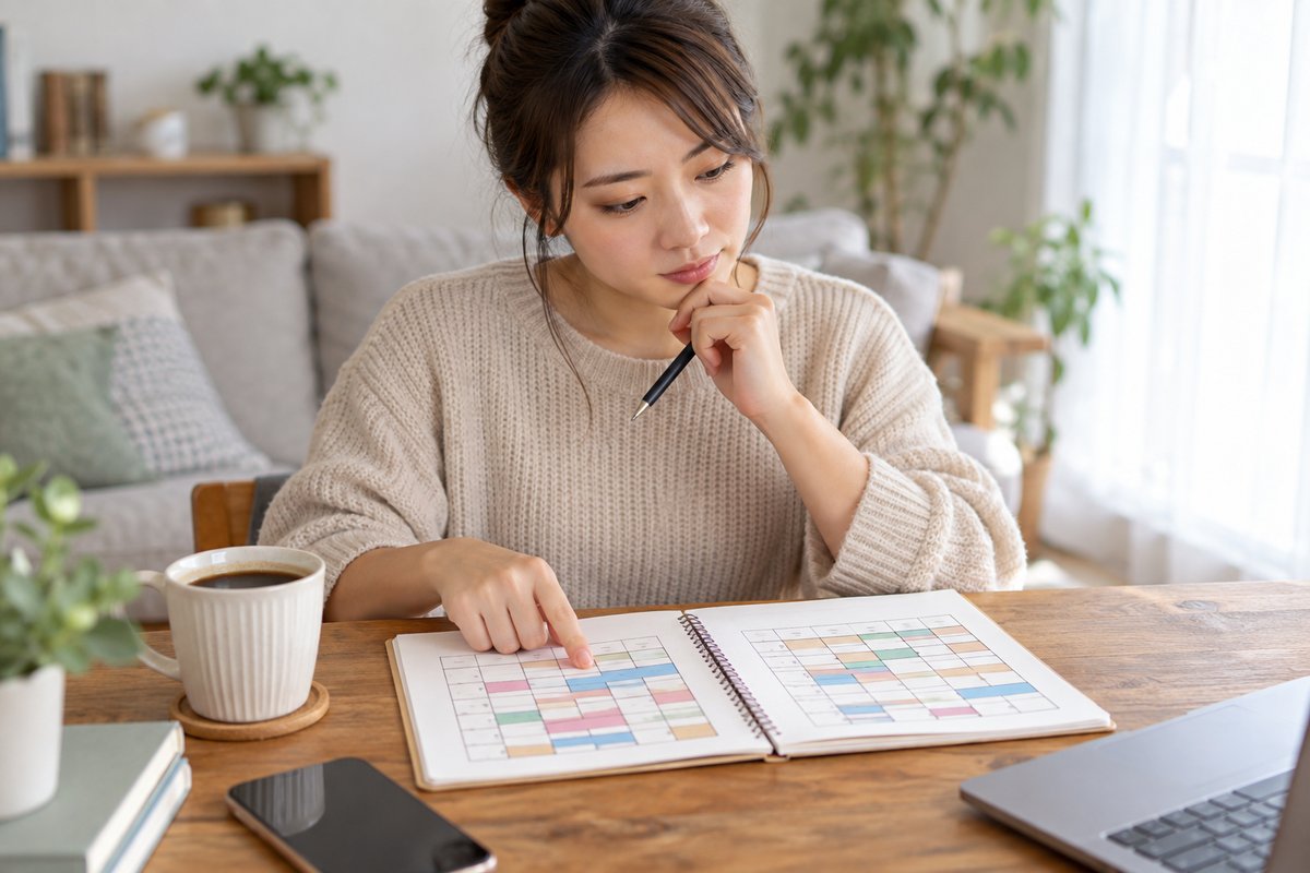 求人条件を比較する人の生成イメージ